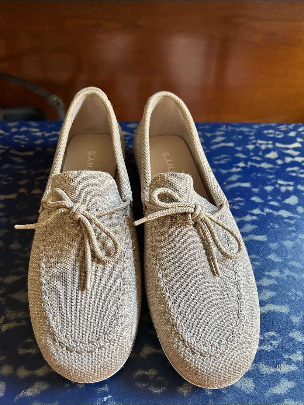 Rothy's Women's Knit Boat Shoe Loafers in Sparkle Light Tan